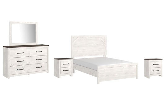 Gerridan Full Panel Bed with Mirrored Dresser and 2 Nightstands