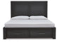 Foyland King Panel Storage Bed with Mirrored Dresser