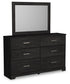 Belachime Full Panel Bed with Mirrored Dresser