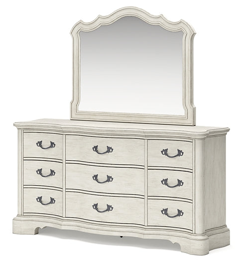 Arlendyne California King Upholstered Bed with Mirrored Dresser