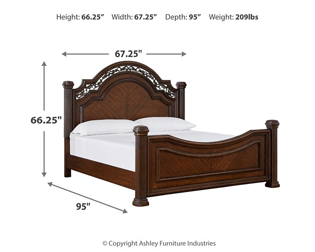 Lavinton Queen Poster Bed with Mirrored Dresser