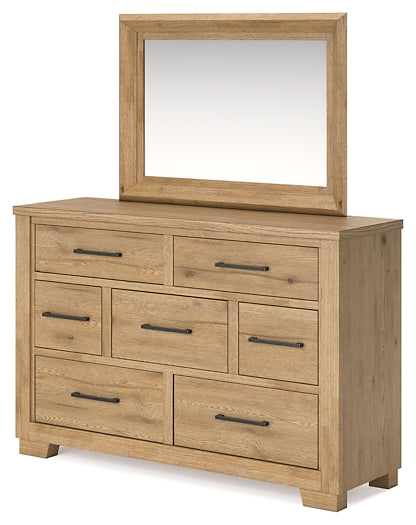 Galliden Queen Panel Bed with Mirrored Dresser