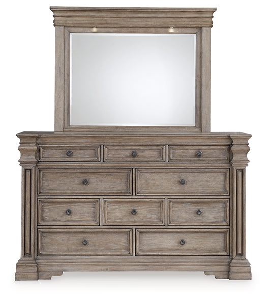 Blairhurst Queen Panel Bed with Mirrored Dresser, Chest and 2 Nightstands