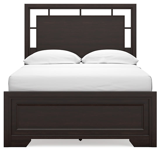 Covetown Full Panel Bed with Mirrored Dresser, Chest and Nightstand