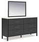 Cadmori King Upholstered Bed with Mirrored Dresser and 2 Nightstands