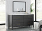 Cadmori King Upholstered Bed with Mirrored Dresser