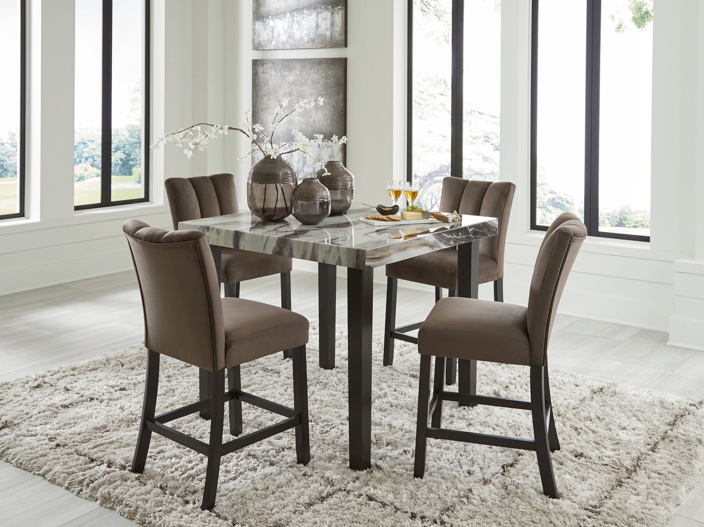 Jeshina Counter Height Dining Table and 4 Barstools